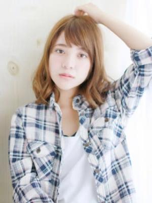 厚め前髪のゆるミックスカール