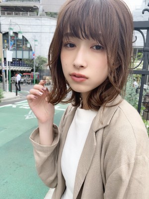 アフロート添田】大人かわいいウルフボブブランジュ小顔パーマ