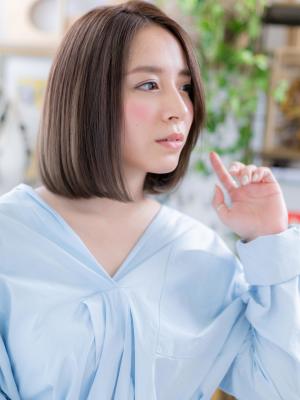 好感度大！大人かわいい黒髪前下がりボブディ　フェミニンボブ
