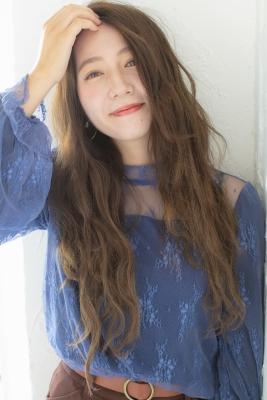 ロングヘアベージュカラーブラウン外国人風ダブルバング