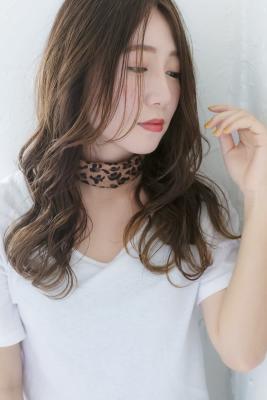 ロングヘアベージュカラーブラウン外国人風ダブルバング