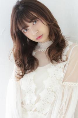 ロングヘア大人かわいいガーリーシースルーバングココアブラウン ロングヘア大人かわいいガーリーシースルーバングココアブラウン