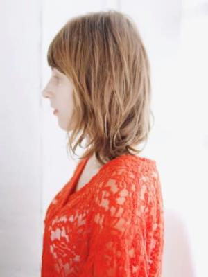 透け感バングのセミウエットミックスカール