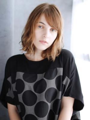 透け感バングのセミウエットミックスカール