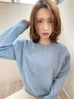【アフロート添田】ことりベージュウルフミディ 小顔レイヤー