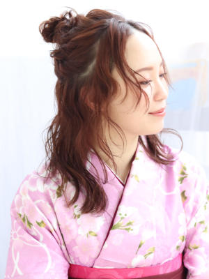 【lagoon阿部春菜】卒業式袴スタイル☆お団子ハーフアップ 【lagoon阿部春菜】卒業式袴スタイル☆お団子ハーフアップ