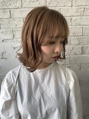 ことりベージュブランジュ前下がりボブベージュカラー6086