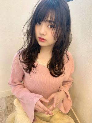 アフロート添田】ネオウルフロングデジタルパーマアッシュカラー