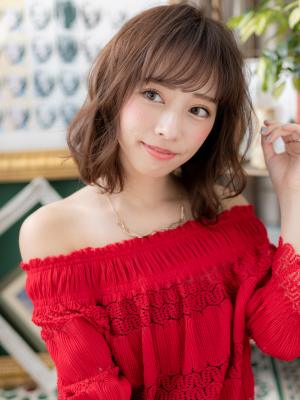大人かわいい♪外国人風フェミニンボブディ　ふわミディ