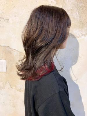 【flor 戸塚】*インナーカラー+バーガンディレッド*