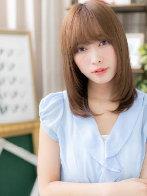 シースルーバングが大人かわいい♪ラブストレート　セミディ