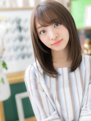 斜めバング×ワンカールの好感度セミディ　簡単スタイリング