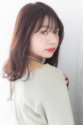 ブラウンカラーシースルーバング大人かわいいミディ10代20代