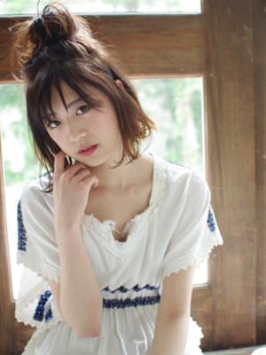 ゆるカジお団子ハーフアップ　【池袋美容室　uchla】