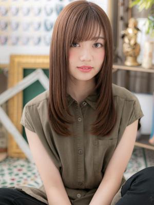 透け感斜めバング♪前下がり小顔ワンカール　似合わせカット