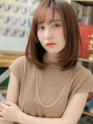 朝ラク斜めバング小顔ミディアムワンカール　トリートメント