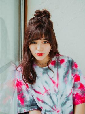 ハーフアップ×お団子
