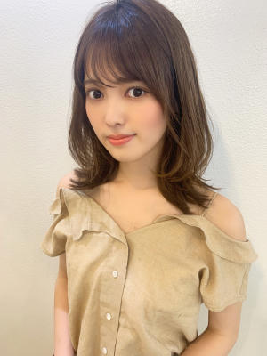 【山田】流しシースルーバングレイヤーくびれミディy143