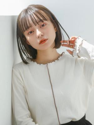 シースルーバング×ぱっつんボブ
