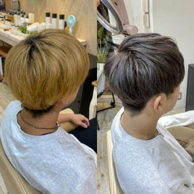 メンズ×グレージュ