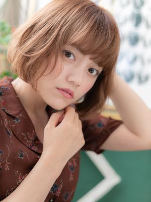 大人かわいいココアブラウン小顔前下がりボブ　グラボブ