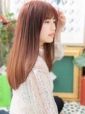 大人かわいいチェリーピンク外国人風ロング　クリアカラー