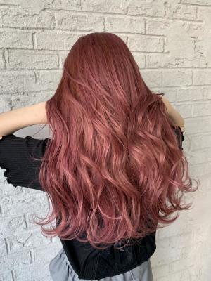 ハイトーンカラーピンクカラー抜け感ヘアシースルー6124