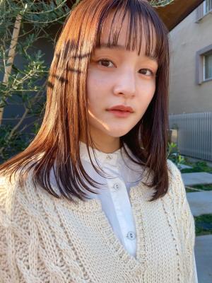 ストレート/シースルーバング/シエナベージュ