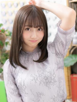 黒髪ローライトが大人かわいい小顔ワンカール　透け感