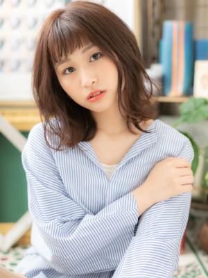 大人かわいい重軽♪くせ毛風フリンジウェーブ　オン眉
