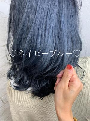 ネイビー、ブルー、イルミナカラー、透明感、池袋