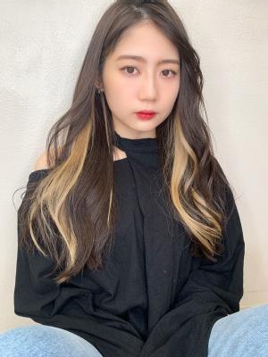 【山田】大人インナーカラーかきあげバング韓国風ヘアy198