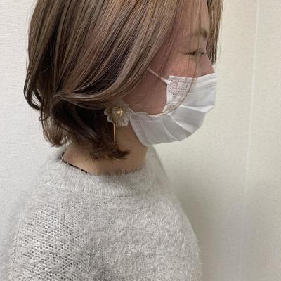 フレンチボブ×ミルクティーカラー