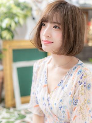 耳かけ◎ココアブラウンワンカール大人ボブ　ショコラベージュ