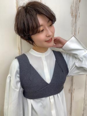大人可愛いかきあげハンサムショート
