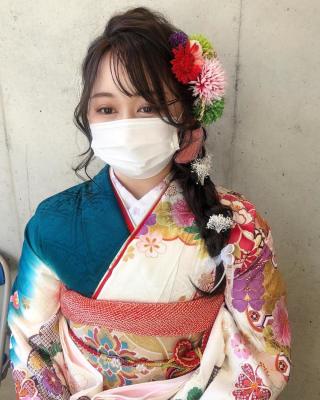成人式　編み下ろしヘアアレンジ
