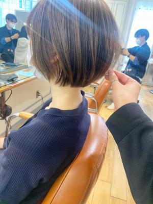 大人かわいい小顔丸みショートボブ　20代30代40代