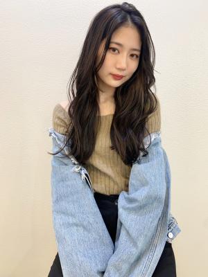 【山田】イヤリングカラーセンターパートゆるふわロングy221 【山田】イヤリングカラーセンターパートゆるふわロングy221