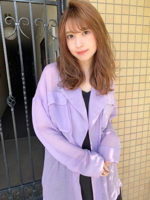【山田】無造作レイヤーカールピンクベージュy225