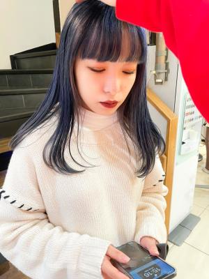 ネイビーカラー　ブルーカラー　フェイスフレーミング