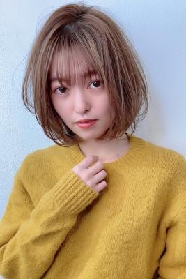 【重山】小顔シースルーバングワンカール韓国風ひし形ボブ♪