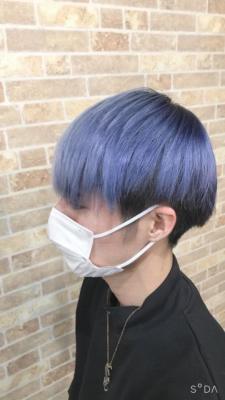 メンズホワイトブルー【ダブルカラー　錦糸町】