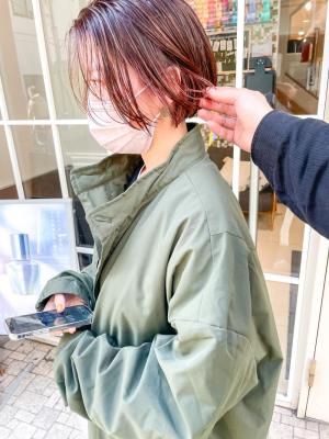 小顔インナーカラーまるみくびれショートボブ横浜8