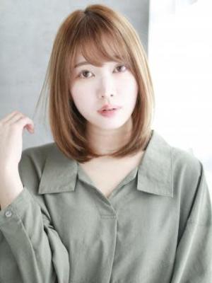 透け感バングのワンカールボブ