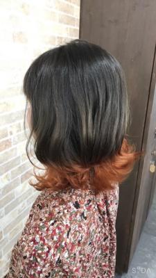 裾カラーオレンジ【ブリーチ　裾カラー】