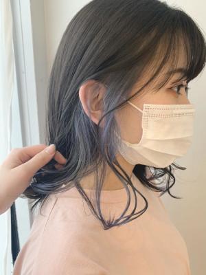 インナカラー　イヤリングカラー　アクアブルー