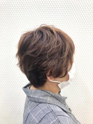 無造作ウェーブ/パーマ/ショート/くせ毛風/40代50代60 無造作ウェーブ/パーマ/ショート/くせ毛風/40代50代60