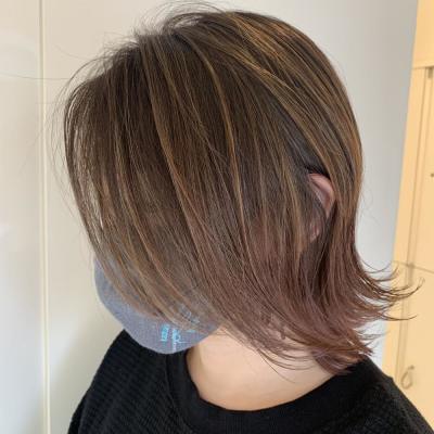 透明感白髪ぼかしハイライト