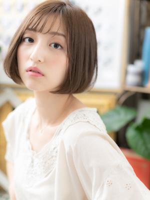 黒髪も◎シースルーバング艶カラー大人ボブ ミニボブ 黒髪も◎シースルーバング艶カラー大人ボブ ミニボブのイメージ画像