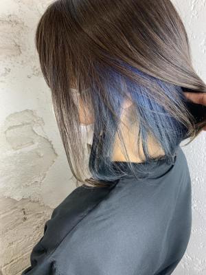 インナーカラー、ブルー、ブルーブラック、ネイビー